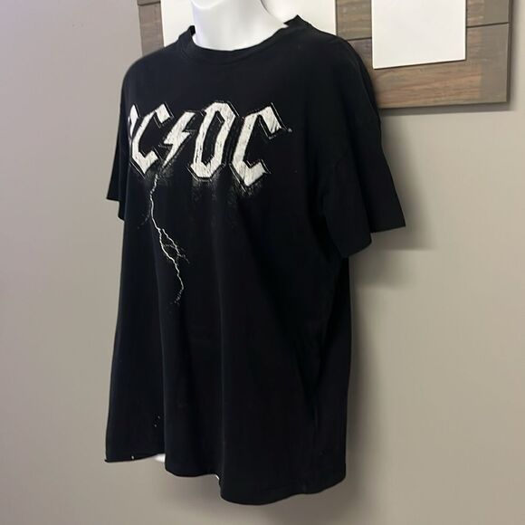 AC/DC Cotton:On Black Relaxed Boyfriend T-Shirt Distressed Goth Grunge Small - Picture 2 of 12